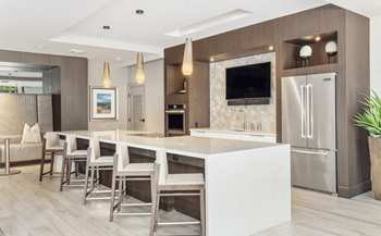 Resident kitchen with breakfast bar and dining space